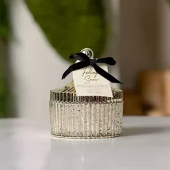 Best Kirklands Home Falling Snow Mercury Glass Jar Candle Gold