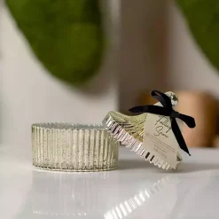 Best Kirklands Home Falling Snow Mercury Glass Jar Candle Gold