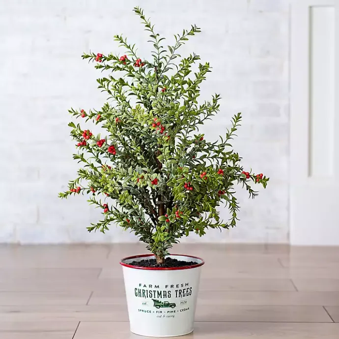 Best Kirklands Home Farm Fresh Bucket Christmas Tree, 33 in.