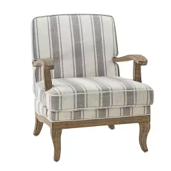 Discount Kirklands Home Farmhouse Gray & Ivory Striped Armchair