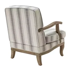 Discount Kirklands Home Farmhouse Gray & Ivory Striped Armchair
