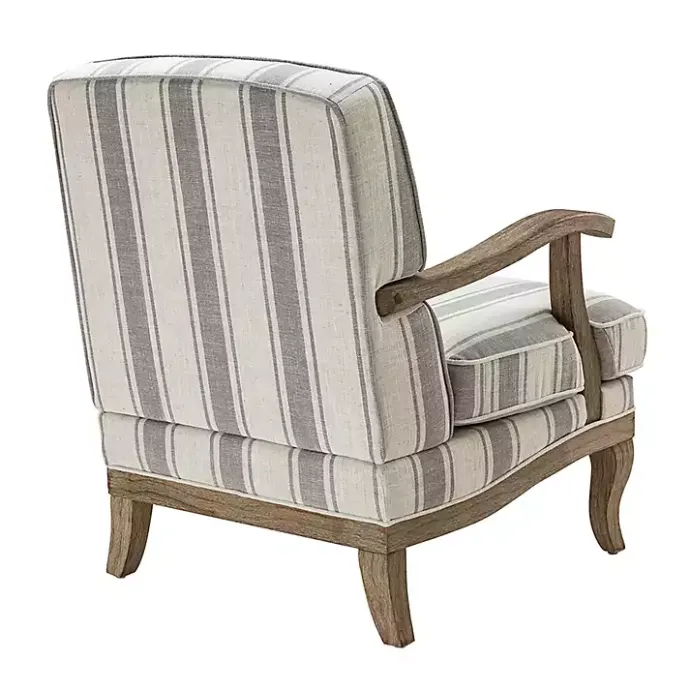 Discount Kirklands Home Farmhouse Gray & Ivory Striped Armchair