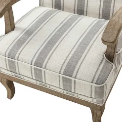 Discount Kirklands Home Farmhouse Gray & Ivory Striped Armchair