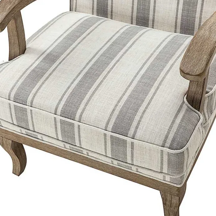 Discount Kirklands Home Farmhouse Gray & Ivory Striped Armchair