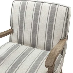 Discount Kirklands Home Farmhouse Gray & Ivory Striped Armchair