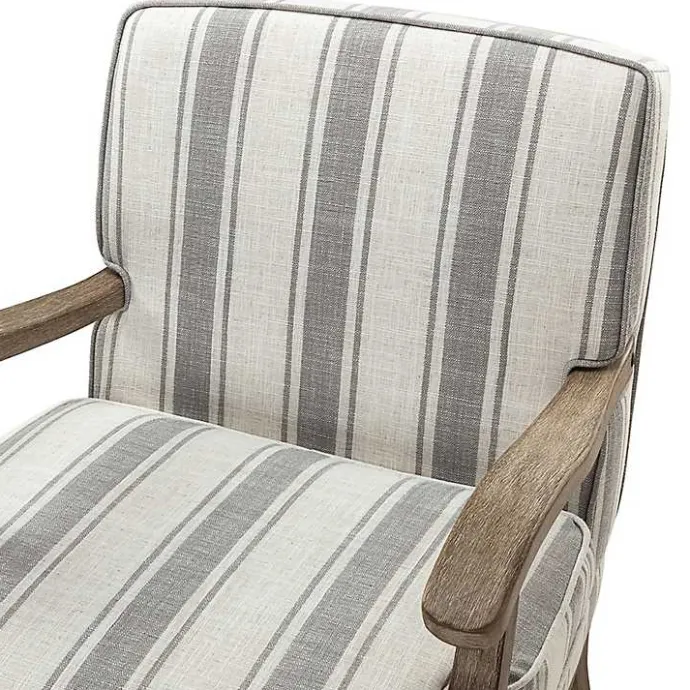 Discount Kirklands Home Farmhouse Gray & Ivory Striped Armchair