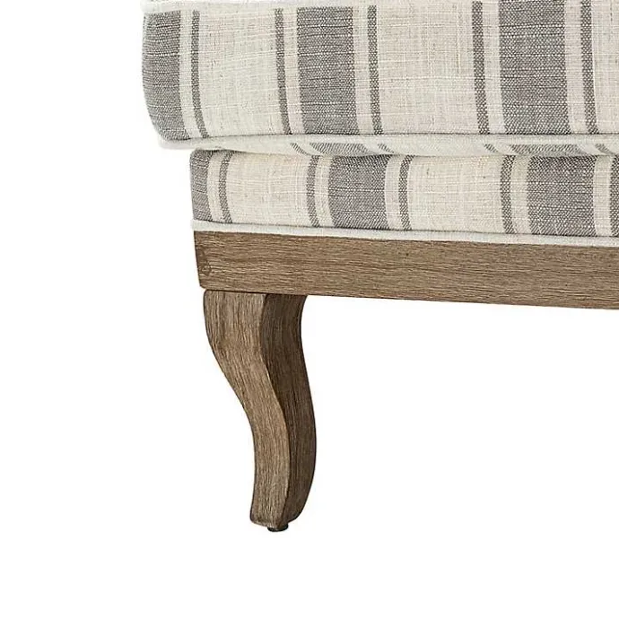 Discount Kirklands Home Farmhouse Gray & Ivory Striped Armchair