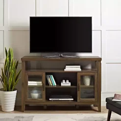 Outlet Kirklands Home Farmhouse Highboy Dark Walnut TV Stand Brown