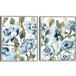 Outlet Kirklands Home Farmhouse Peonies Framed Canvas Prints, Set of 2 Blue