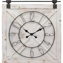 Sale Kirklands Home Farmstead Wooden Barn Door Clock White