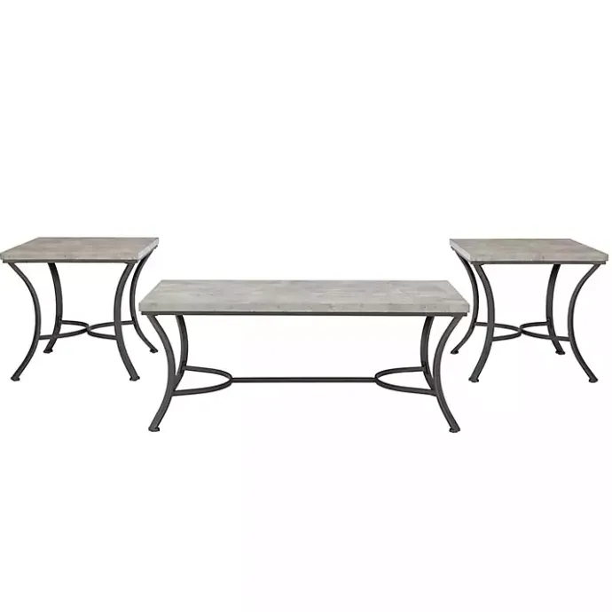 New Kirklands Home Faux Concrete 3-pc. Coffee & Side Table Set Tan