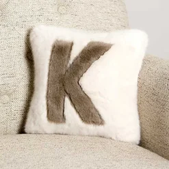 Clearance Kirklands Home Faux Fur Monogram K Pillow