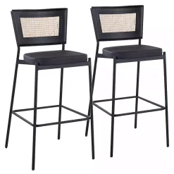 Best Kirklands Home Faux Leather and Rattan Bar Stools, Set of 2