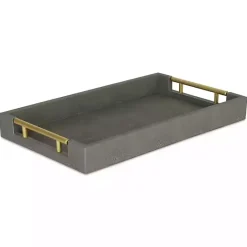 Online Kirklands Home Faux Leather Tray Gray