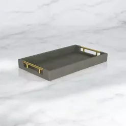 Online Kirklands Home Faux Leather Tray Gray