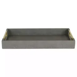 Online Kirklands Home Faux Leather Tray Gray