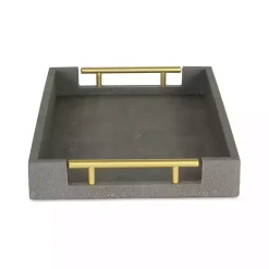 Online Kirklands Home Faux Leather Tray Gray