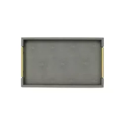 Online Kirklands Home Faux Leather Tray Gray