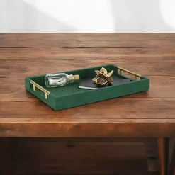 Best Kirklands Home Faux Leather Tray Green