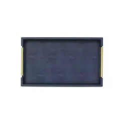 Hot Kirklands Home Faux Leather Navy Tray Blue