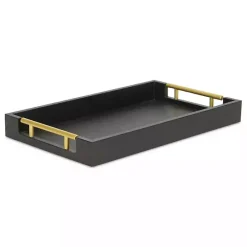 Sale Kirklands Home Faux Leather Snakeskin Tray Black