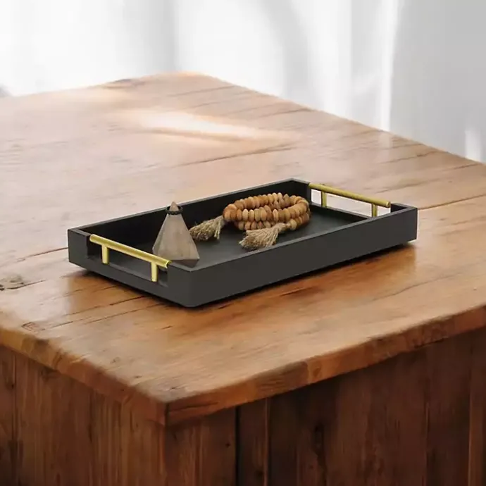 Sale Kirklands Home Faux Leather Snakeskin Tray Black