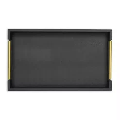 Sale Kirklands Home Faux Leather Snakeskin Tray Black