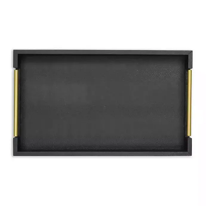 Sale Kirklands Home Faux Leather Snakeskin Tray Black