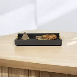 Sale Kirklands Home Faux Leather Snakeskin Tray Black