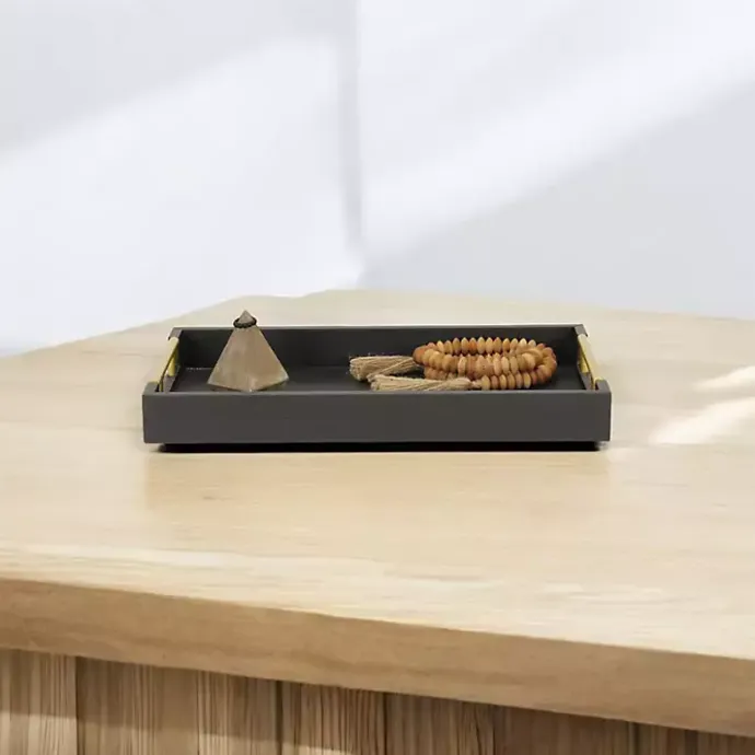 Sale Kirklands Home Faux Leather Snakeskin Tray Black