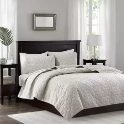 New Kirklands Home Faux Velvet California King 3-pc. Coverlet Set White