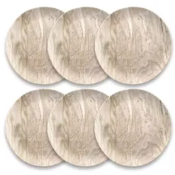 Outlet Kirklands Home Faux Wood Melamine Dinner Plates, Set of 6 Tan