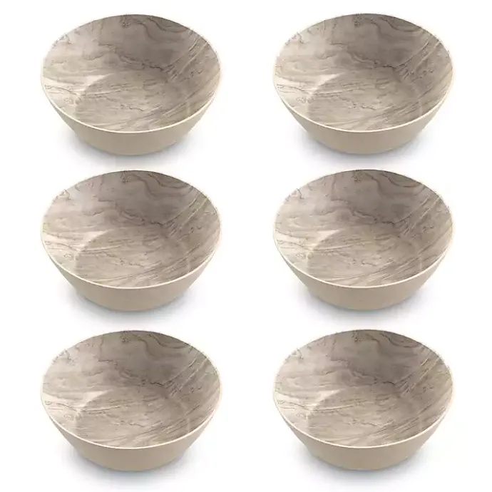 Clearance Kirklands Home Faux Wood Melamine Low Bowls, Set of 6 Tan