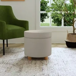 Sale Kirklands Home Fawn Round Velvet Storage Ottoman Gray