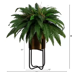 Sale Kirklands Home Fern in Gold Metal Planter Green