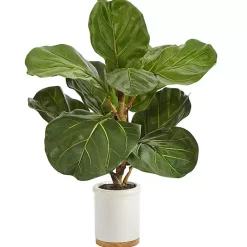 Sale Kirklands Home Fiddle Leaf Fig in White Ceramic Planter, 21 in.