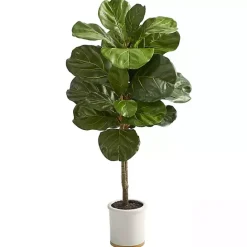 Outlet Kirklands Home Fiddle Leaf Fig in White Ceramic Planter, 42 in.