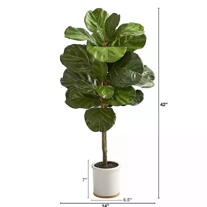 Outlet Kirklands Home Fiddle Leaf Fig in White Ceramic Planter, 42 in.