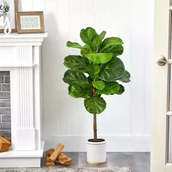 Outlet Kirklands Home Fiddle Leaf Fig in White Ceramic Planter, 42 in.