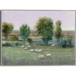 Discount Kirklands Home Field of Sheep Framed Canvas Art Print Green