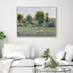 Discount Kirklands Home Field of Sheep Framed Canvas Art Print Green