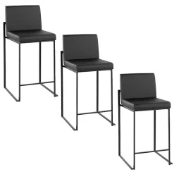 Hot Kirklands Home Fiji Faux Leather Counter Stools, Set of 3 Black