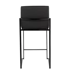 Hot Kirklands Home Fiji Faux Leather Counter Stools, Set of 3 Black