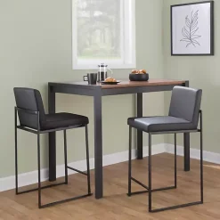 Hot Kirklands Home Fiji Faux Leather Counter Stools, Set of 3 Black