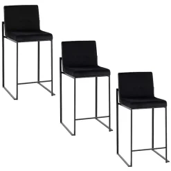 New Kirklands Home Fiji Velvet Counter Stools, Set of 3 Black