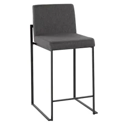 New Kirklands Home Fiji Charcoal Upholstered Counter Stools, Set of 3 Gray