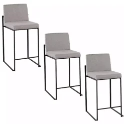 Discount Kirklands Home Fiji Upholstered Counter Stools, Set of 3 Gray