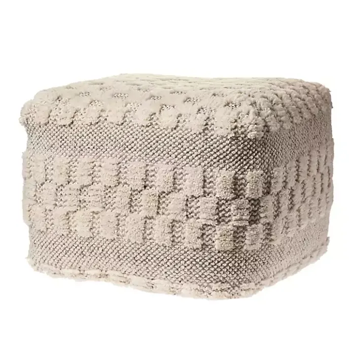 Hot Kirklands Home Flatweave Tufted Checker Wool Pouf