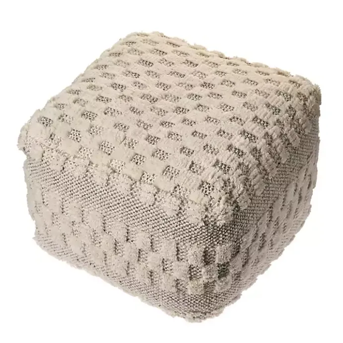 Hot Kirklands Home Flatweave Tufted Checker Wool Pouf