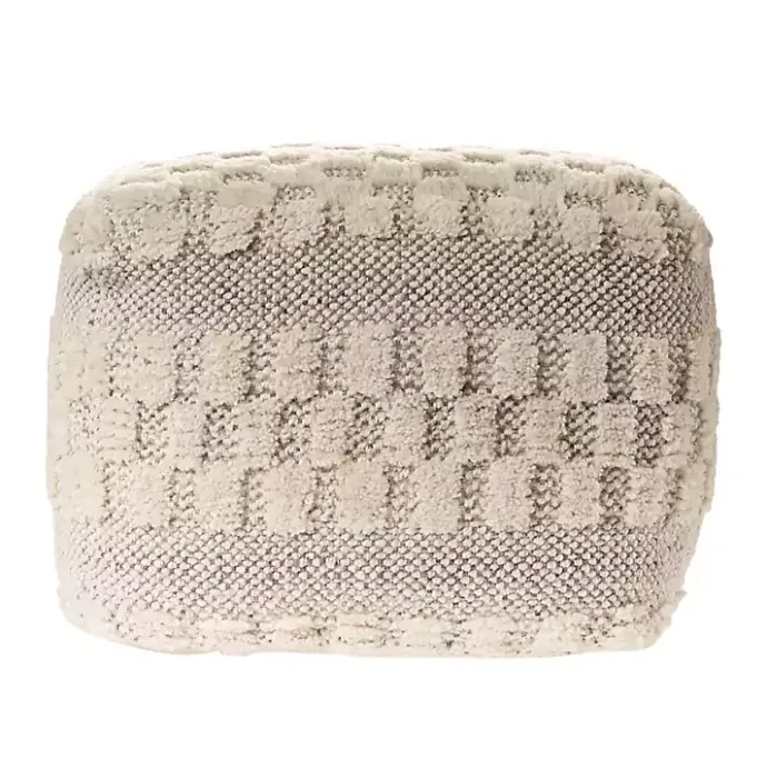Hot Kirklands Home Flatweave Tufted Checker Wool Pouf